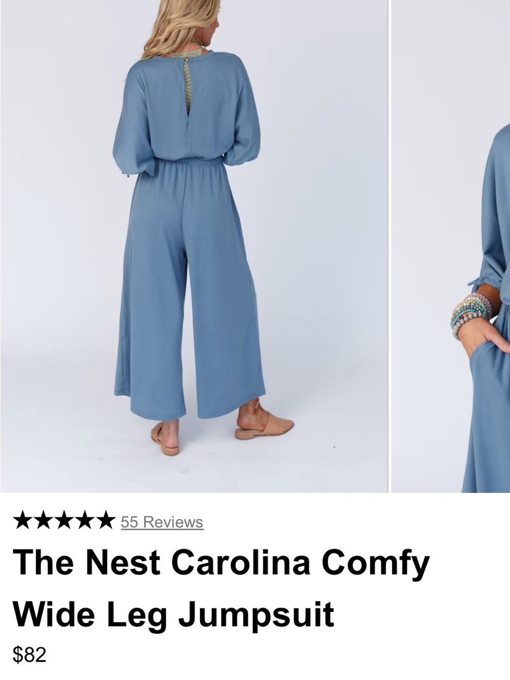 The Nest Carolina Comfy Wide Leg Jumpsuit - Grey